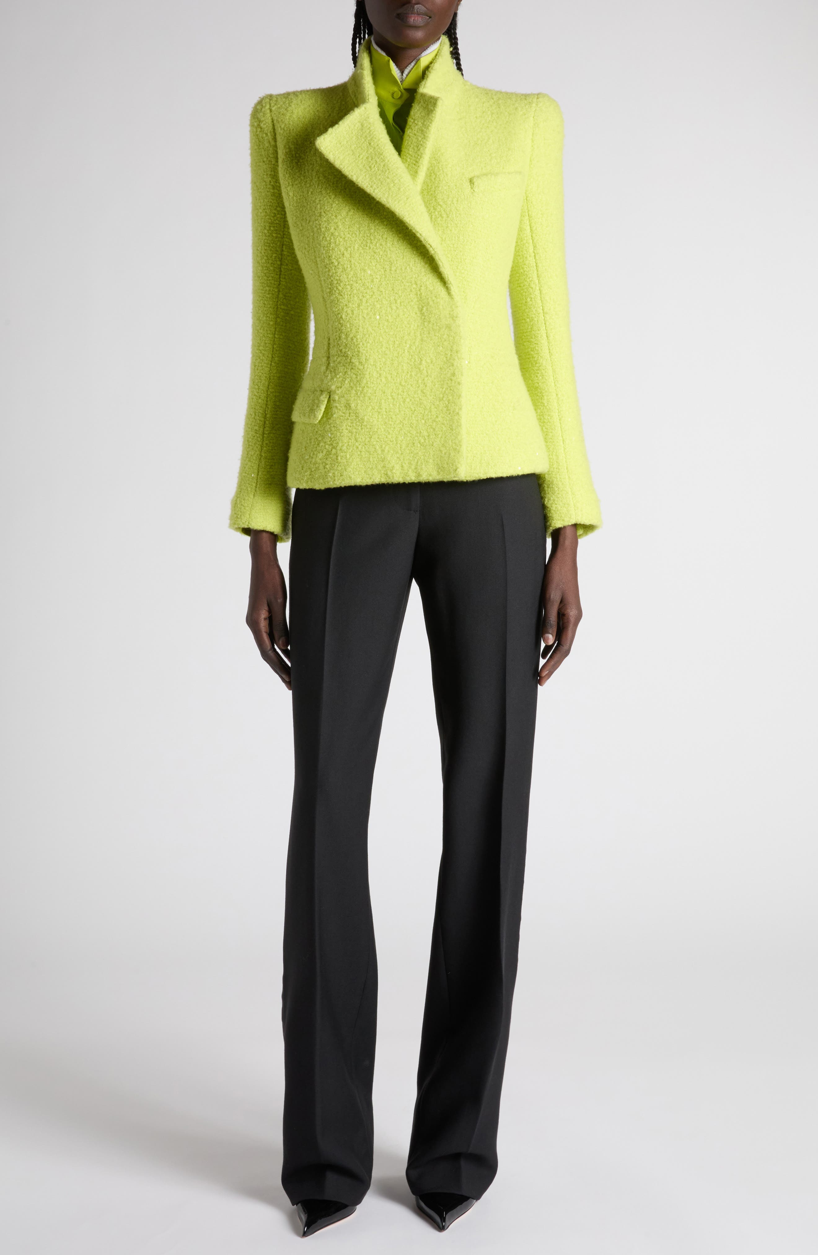 TOM FORD Sequin Tweed Double Breasted Jacket in Wild Lime at Nordstrom - 2