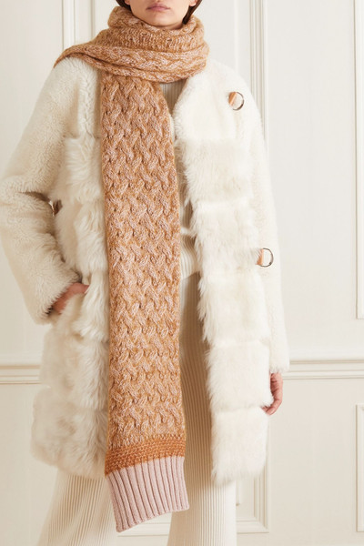 Chloé Cable-knit mélange wool-blend scarf outlook