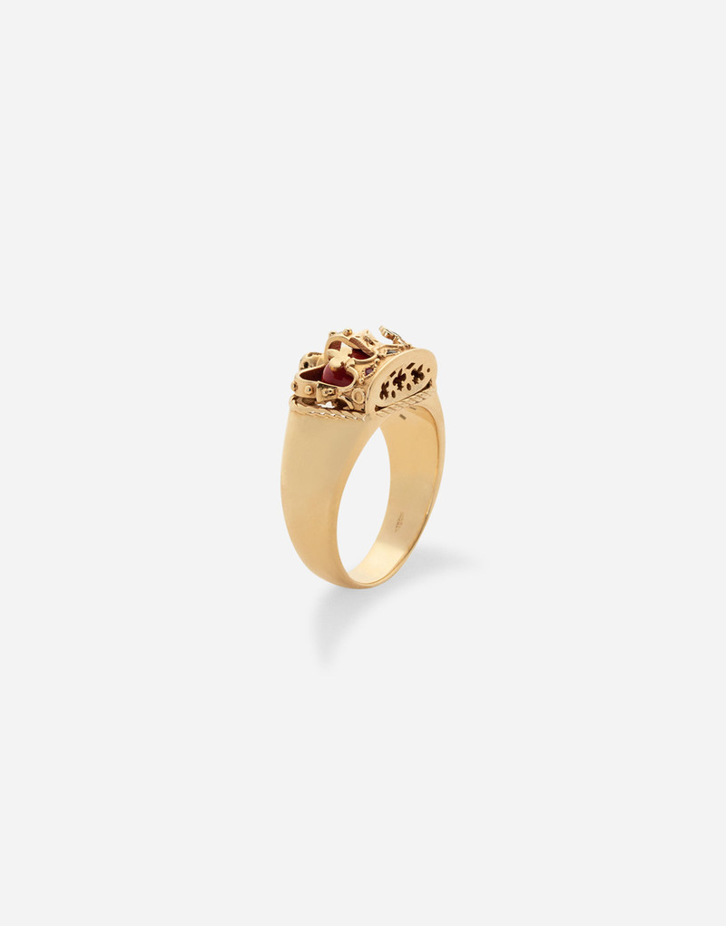 Dolce & Gabbana Crown yellow gold ring with red jasper on the inside outlook