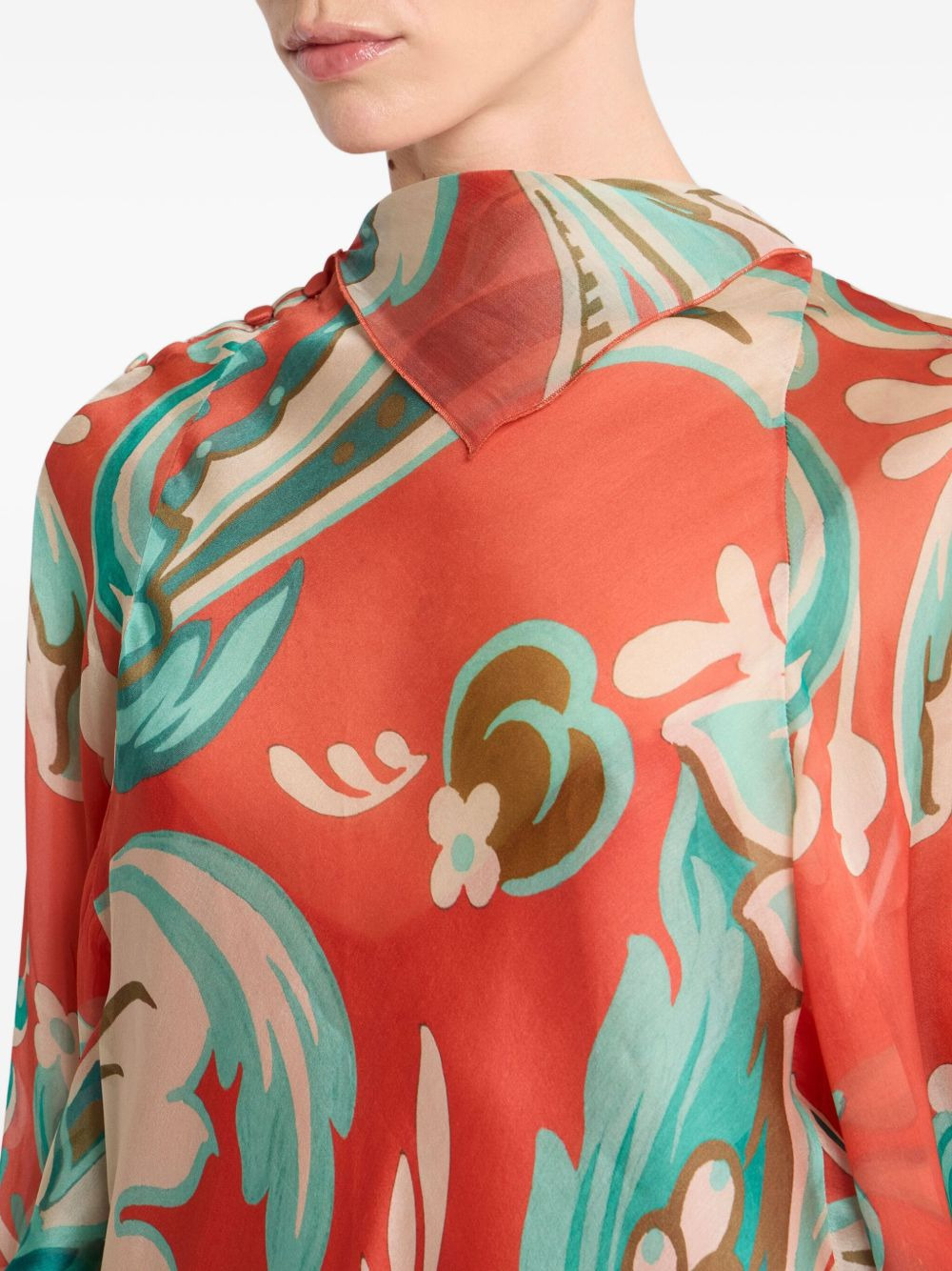 paisley-print drape dress - 4