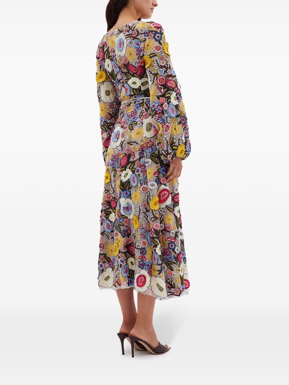 Lyra floral-embroidery midi dress - 4