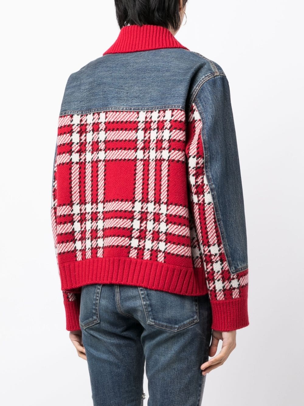 plaid-check panelled jacket - 5