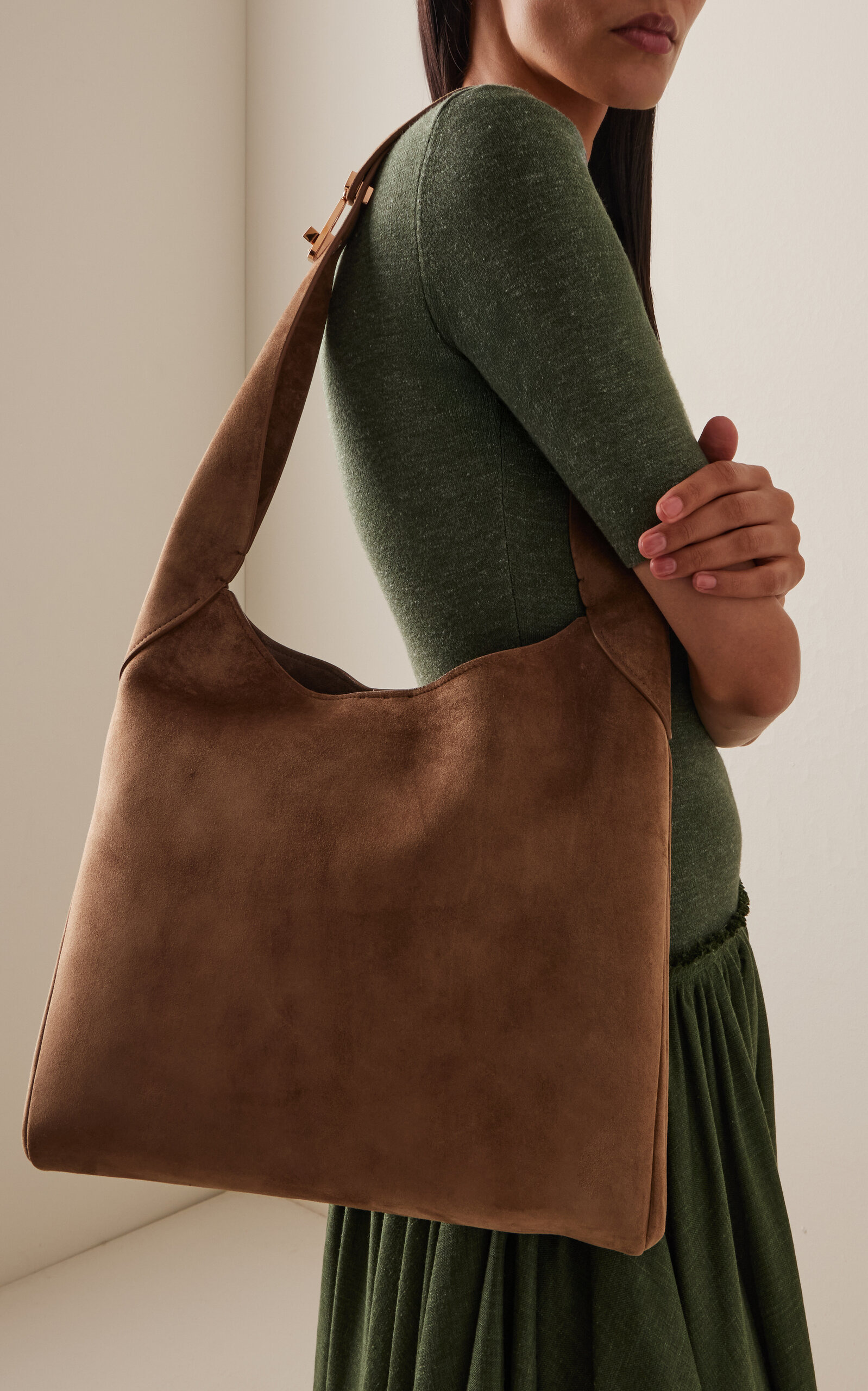 Small Suede Hobo Bag brown - 2