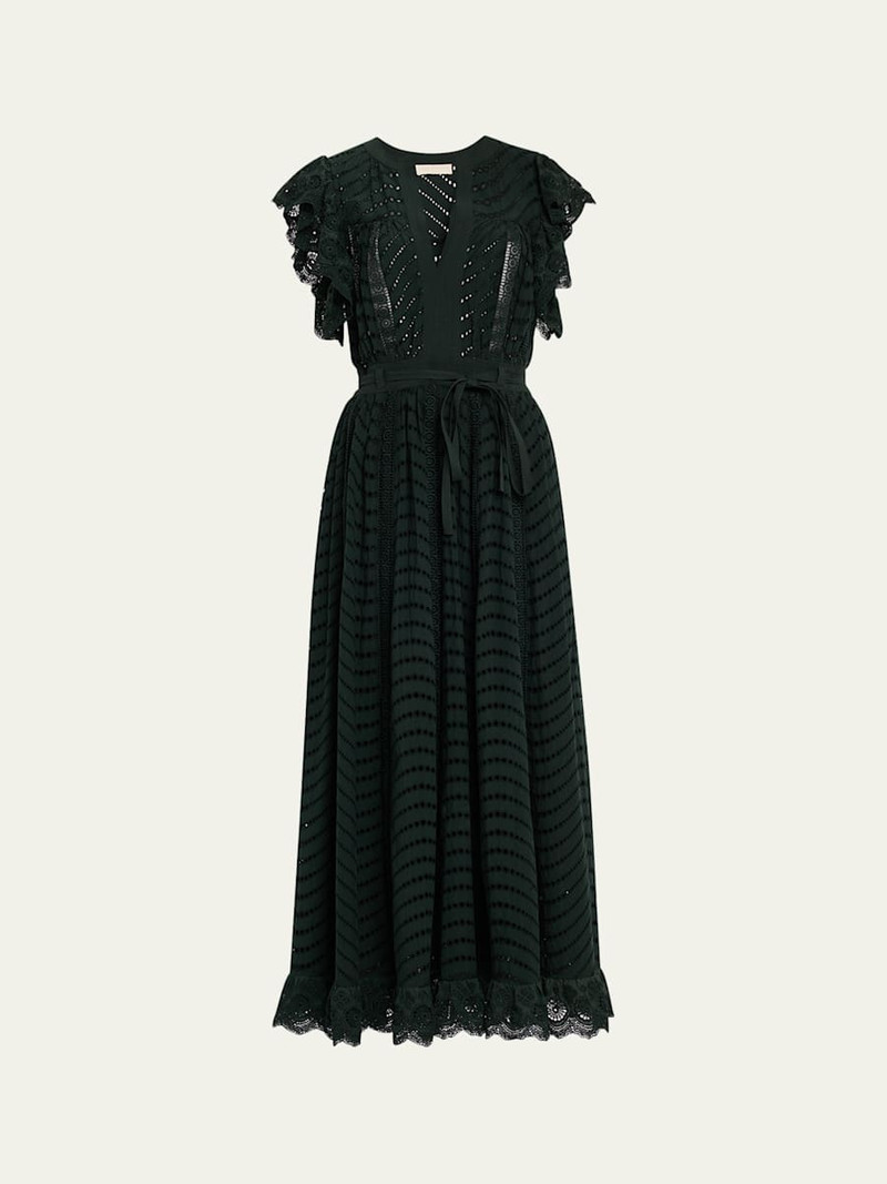 Olga Eyelet Flutter-Sleeve Midi Dress 1