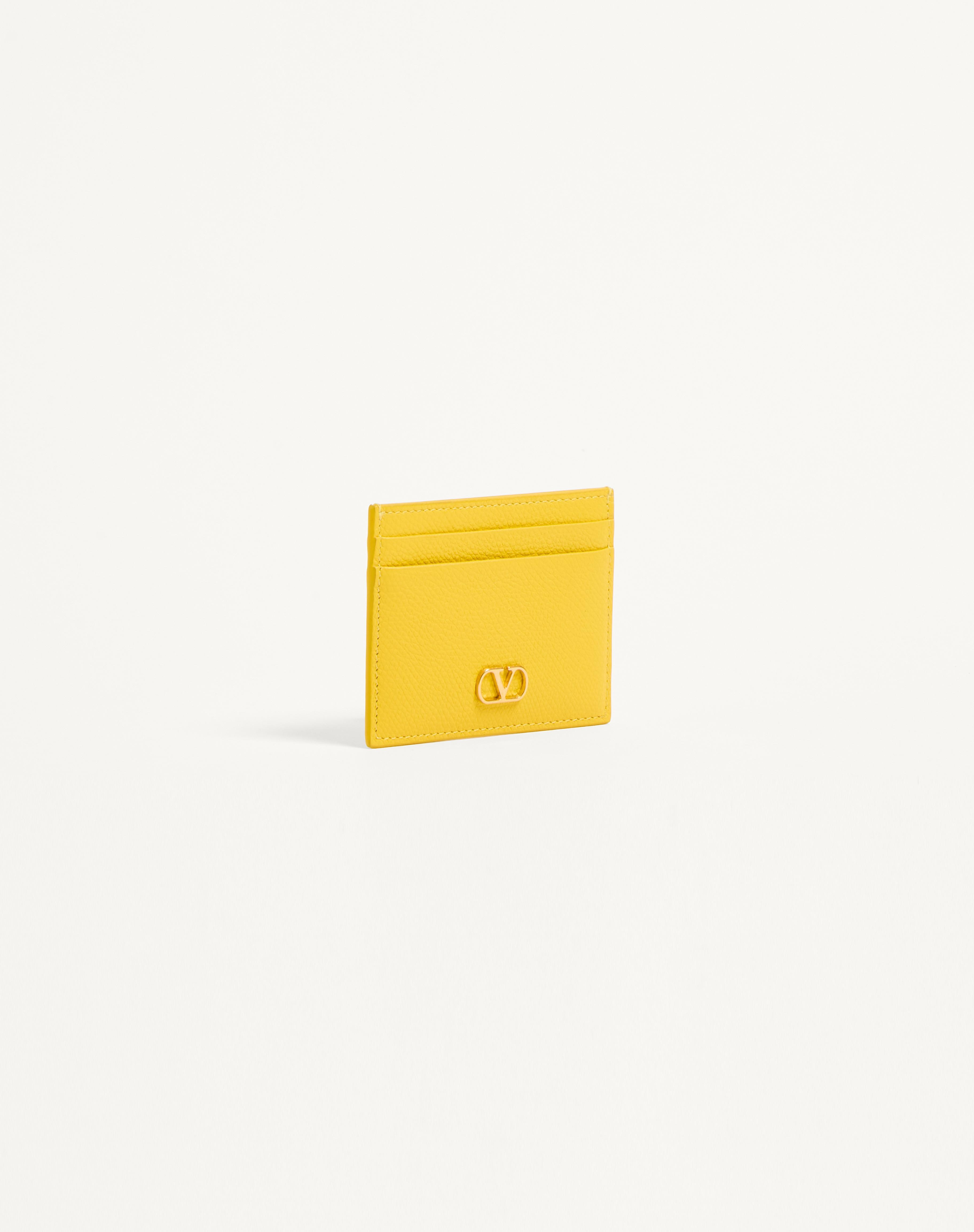 VLOGO SIGNATURE GRAINY CALFSKIN CARD HOLDER - 4