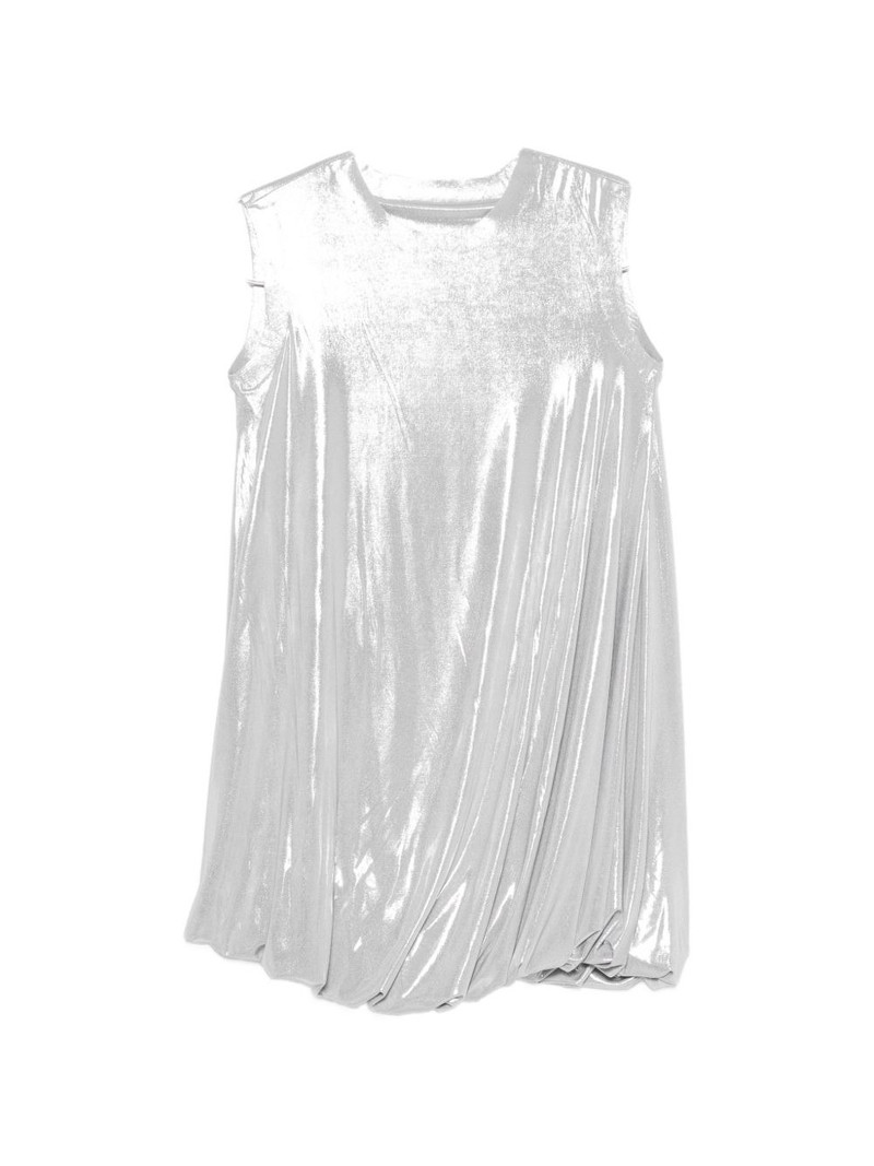 metallic draped mini dress 1