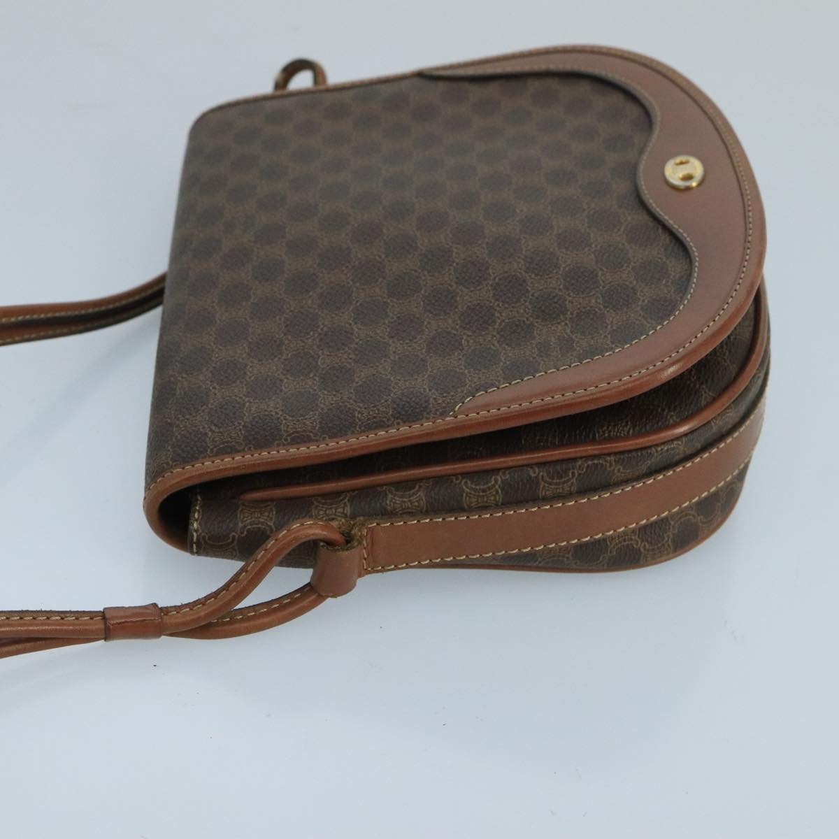 CELINE Macadam Canvas Shoulder Bag Pvc Leather Brown - 3