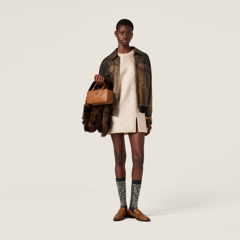 Miu Miu Embroidered silk and wool mini-dress outlook