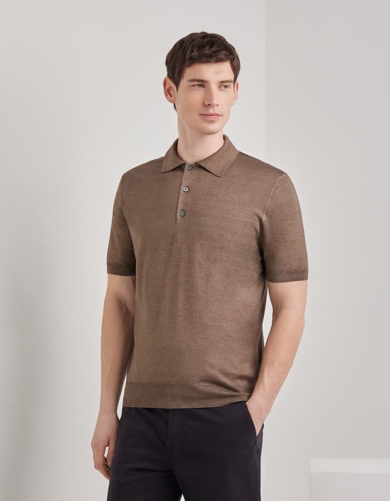 TAUPE WOOL AND SILK SHORT-SLEEVED T-SHIRT 3