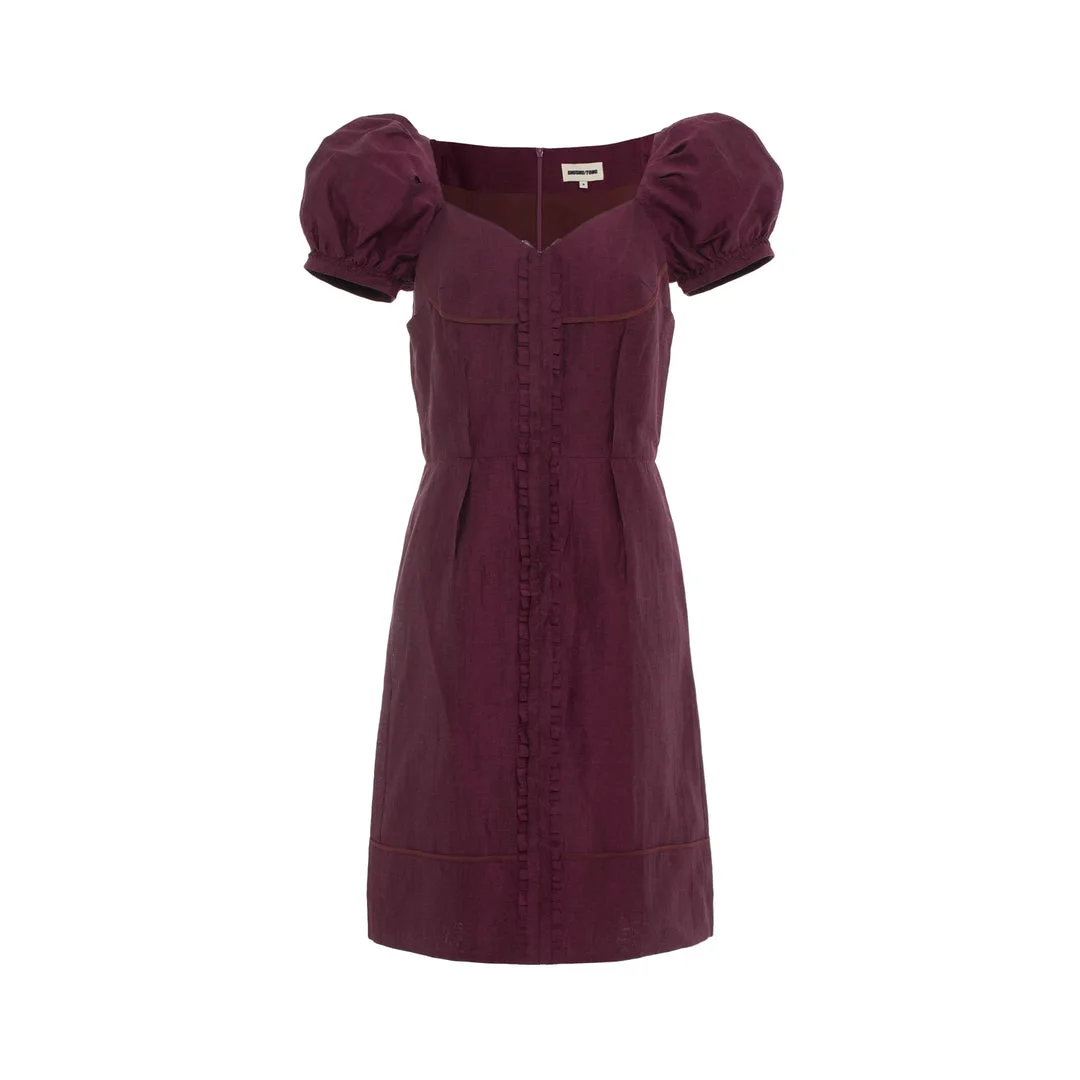 Puff Sleeve Midi Dress - 1