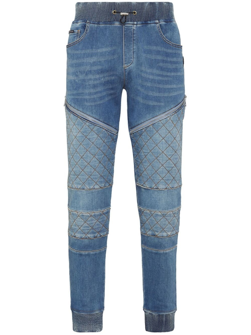 Jogging logo-appliquÃ© tapered jeans 1