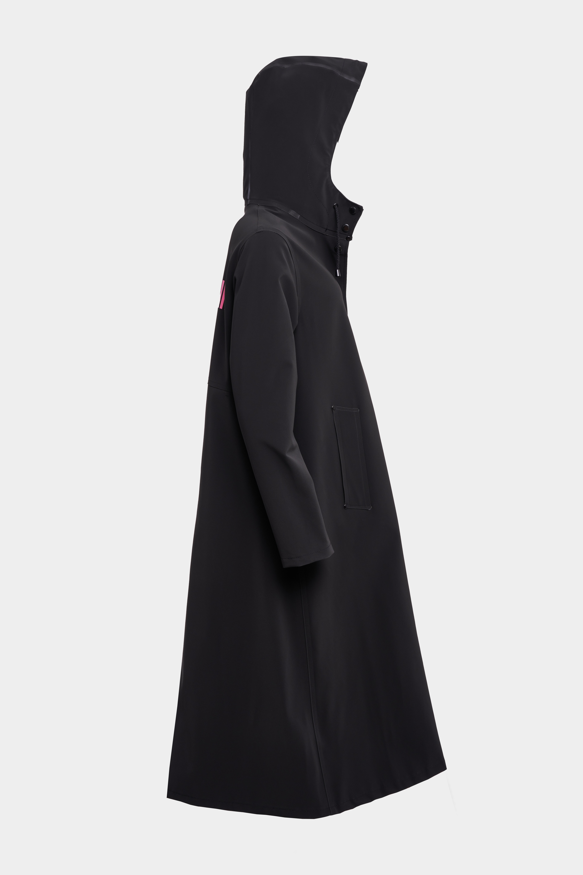 Mosebacke Long Print Matte Raincoat Black - 6