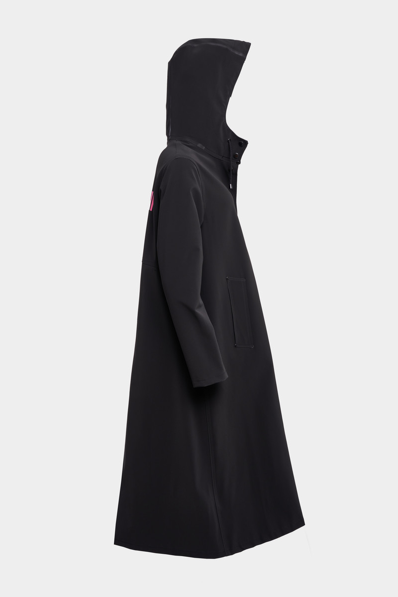 Mosebacke Long Print Matte Raincoat Black 6