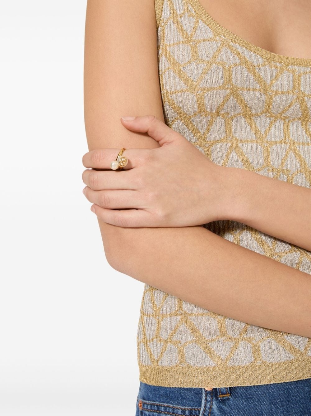 VLogo Signature faux-pearl ring - 5