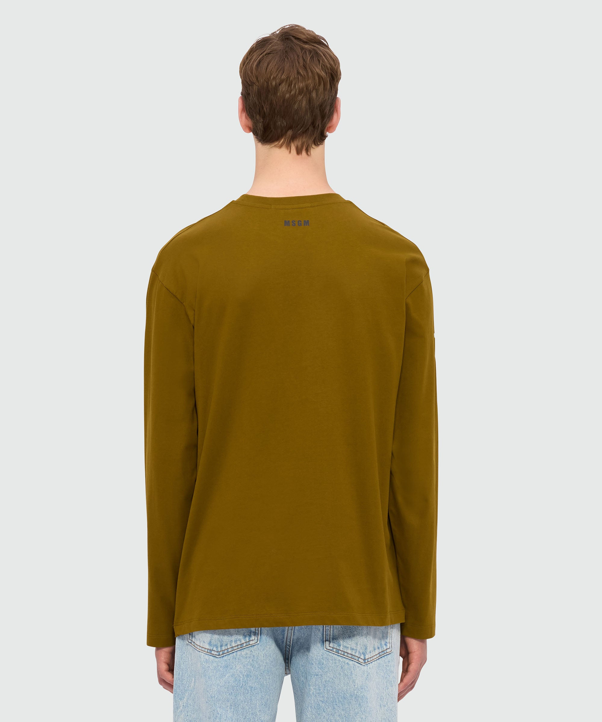 Olive green jersey T-shirt with "Sketched Bunnies" print - 3