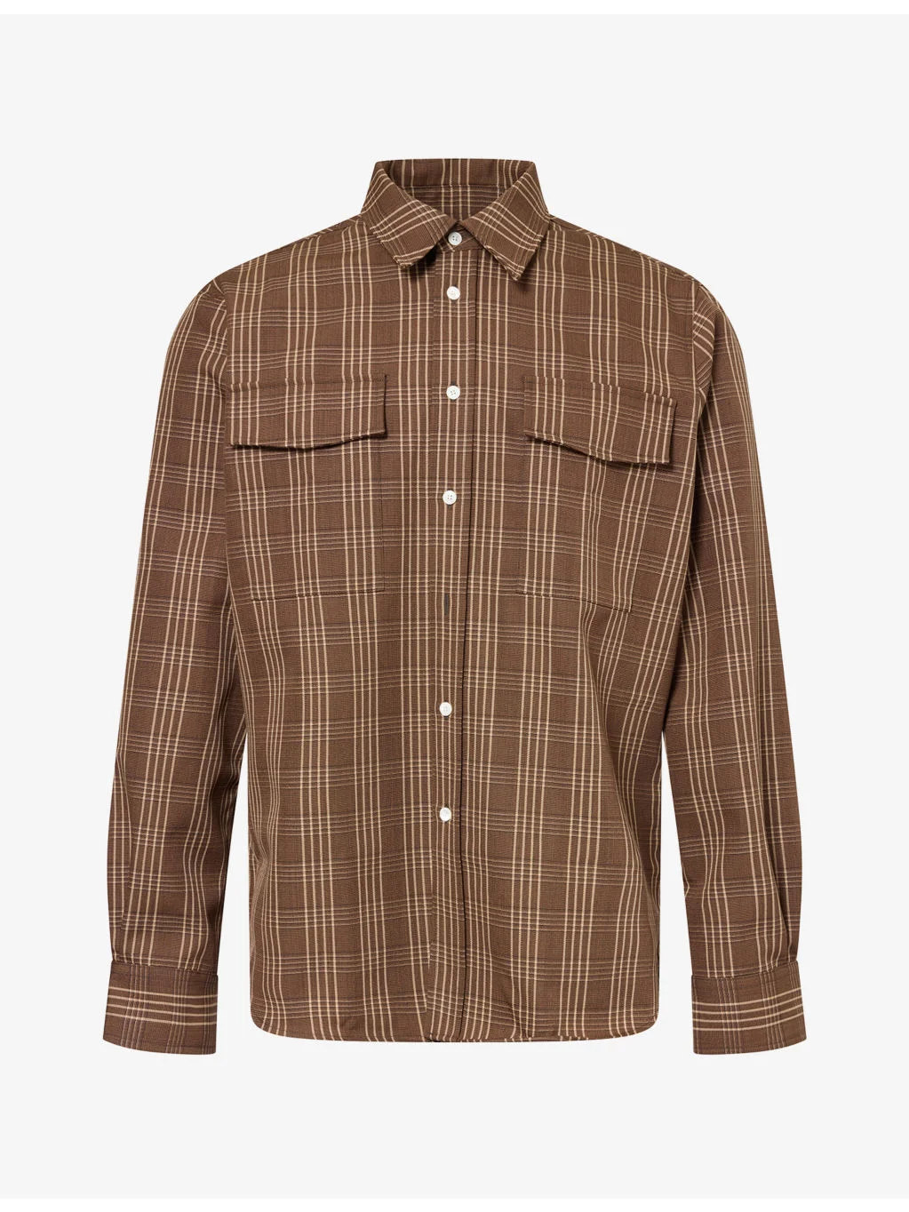 Check Flap-Pocket Wool Shirt - 1