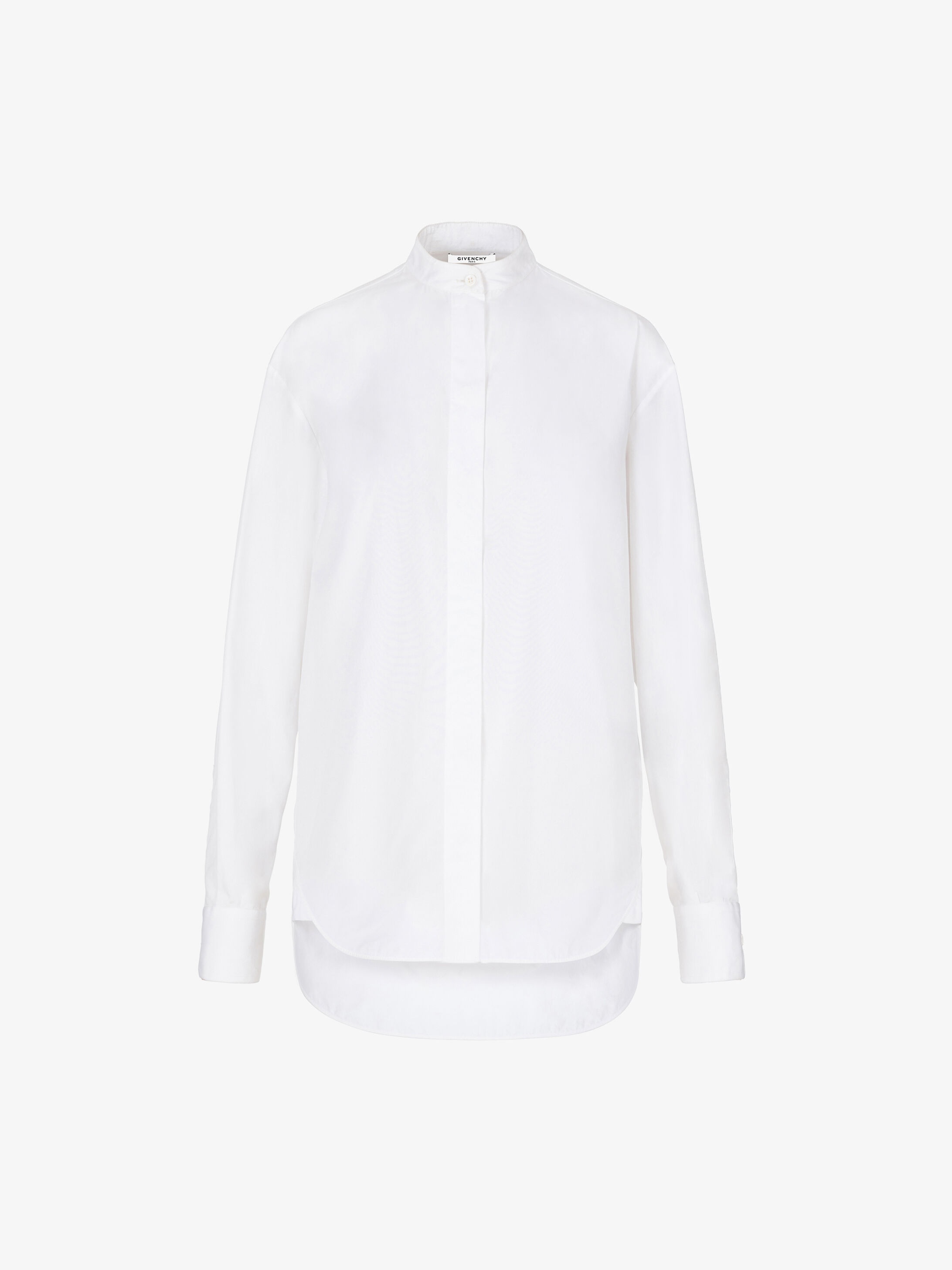 Shirt in poplin with pleated scarf collar - 6