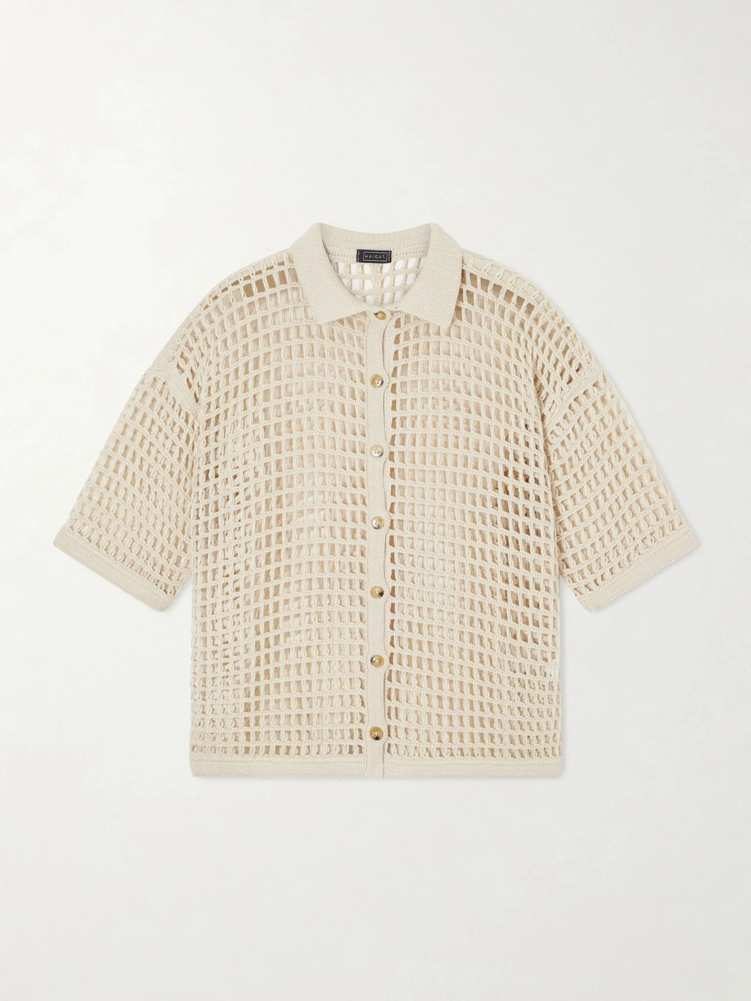 Sheila open-knit cotton-blend blouse Ivory - 1