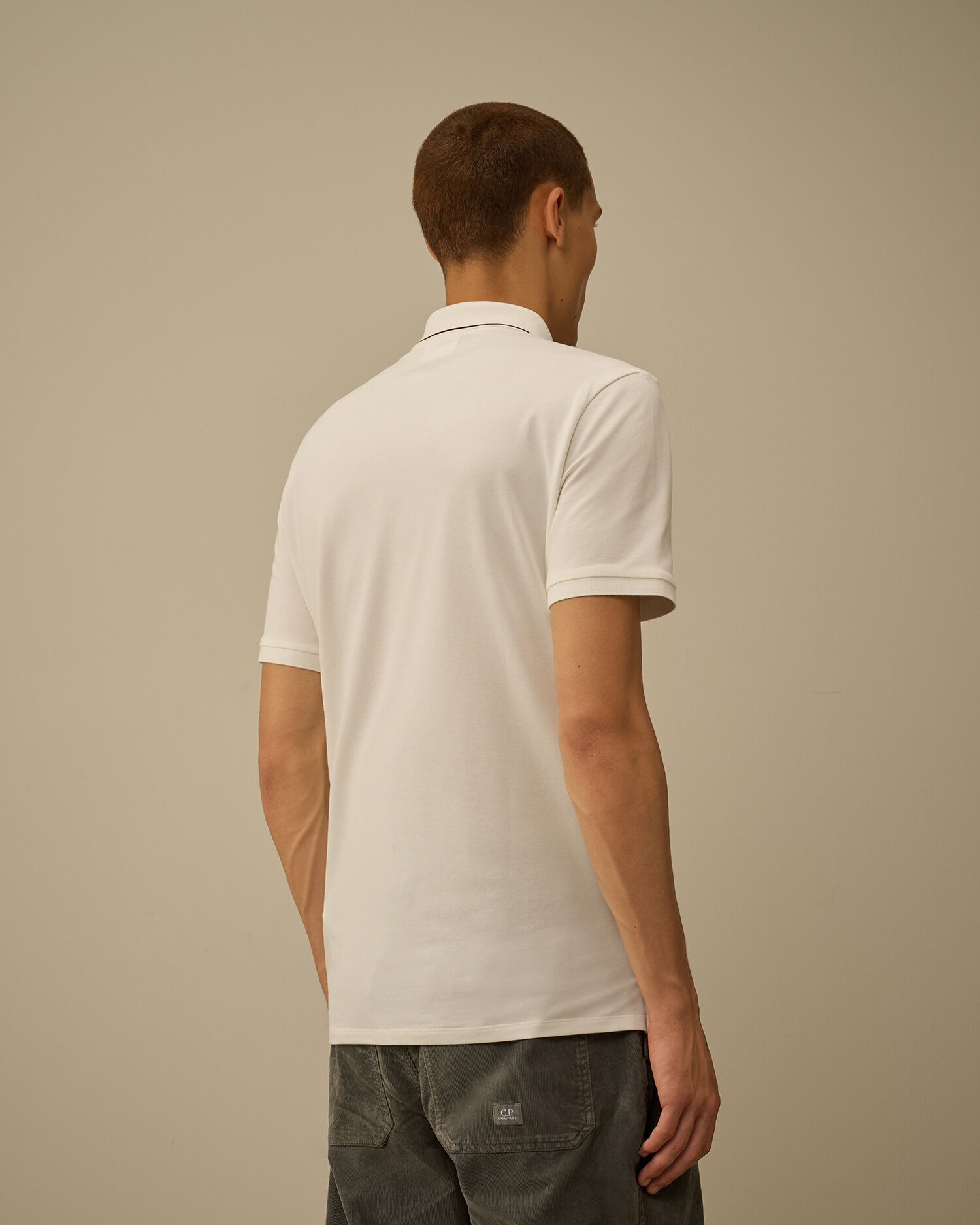 Stretch Piquet Short Sleeve Striped Collar Polo - 4