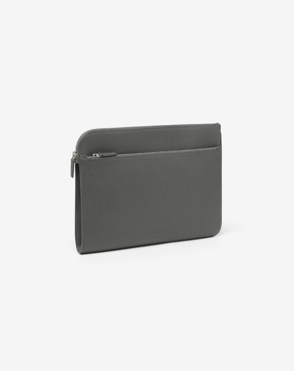 Grey leather briefcase - 4