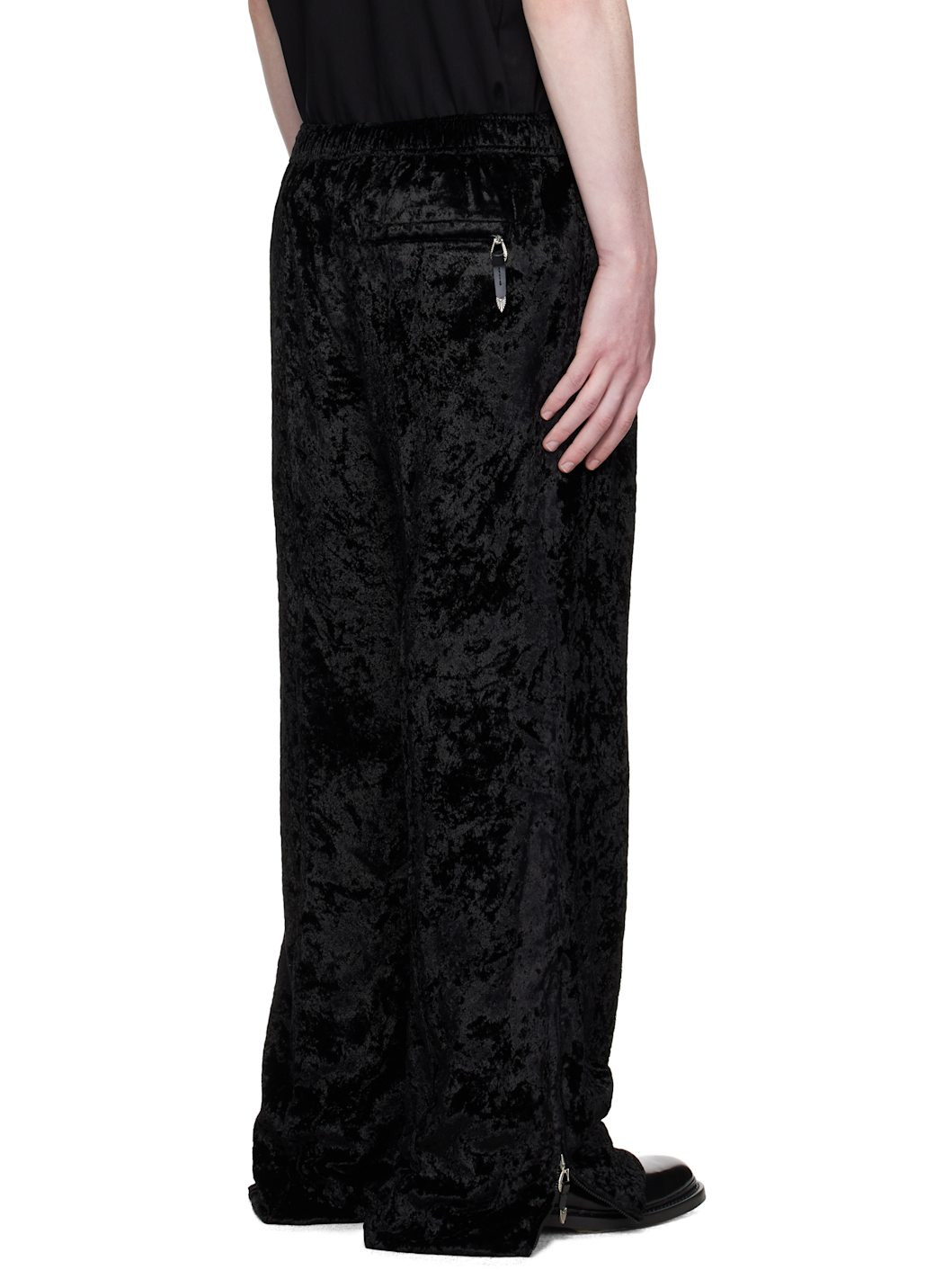 Black Crush Velvet Trousers - 3