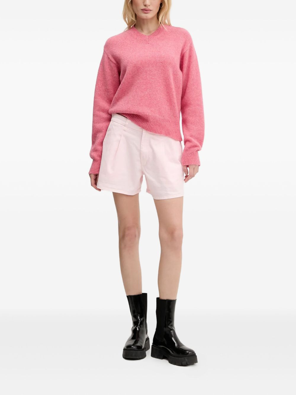 logo-intarsia V-neck sweater - 2