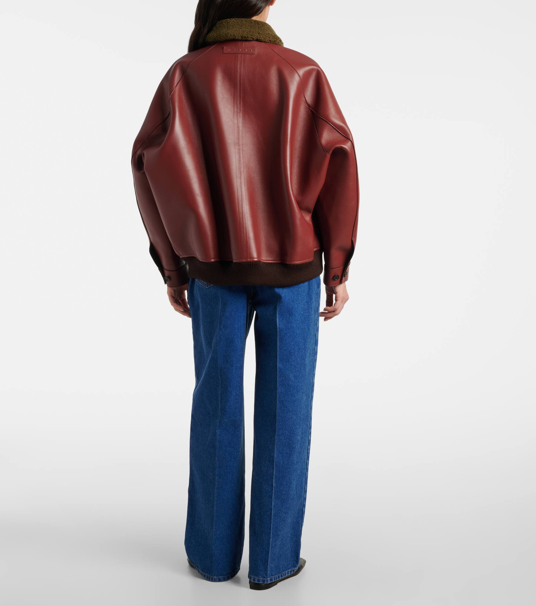 Shearling-trimmed leather blouson jacket - 3