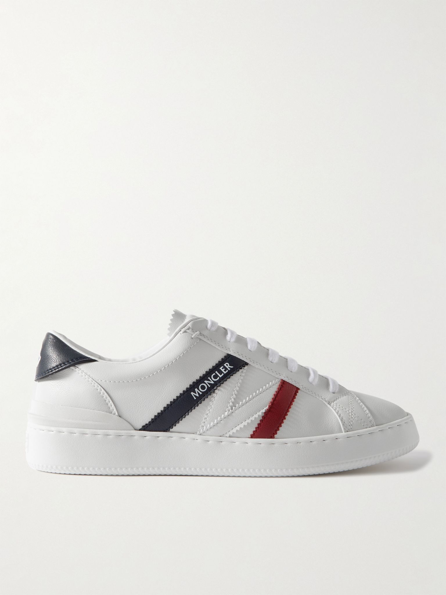 Monaco M Striped Leather Sneakers White - 1