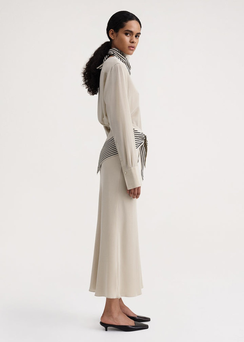 Stripe scarf silk maxi skirt sand 3