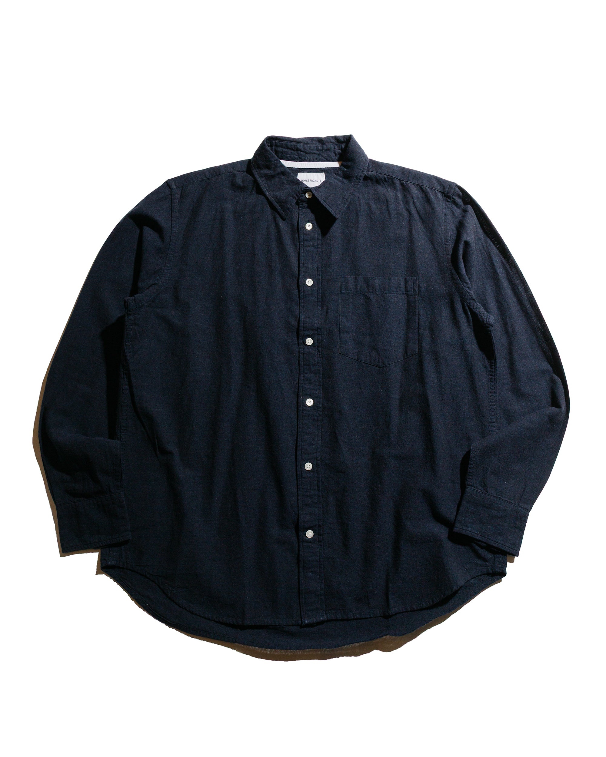 Algot Relaxed Cotton Linen Shirt Dark Navy - 1