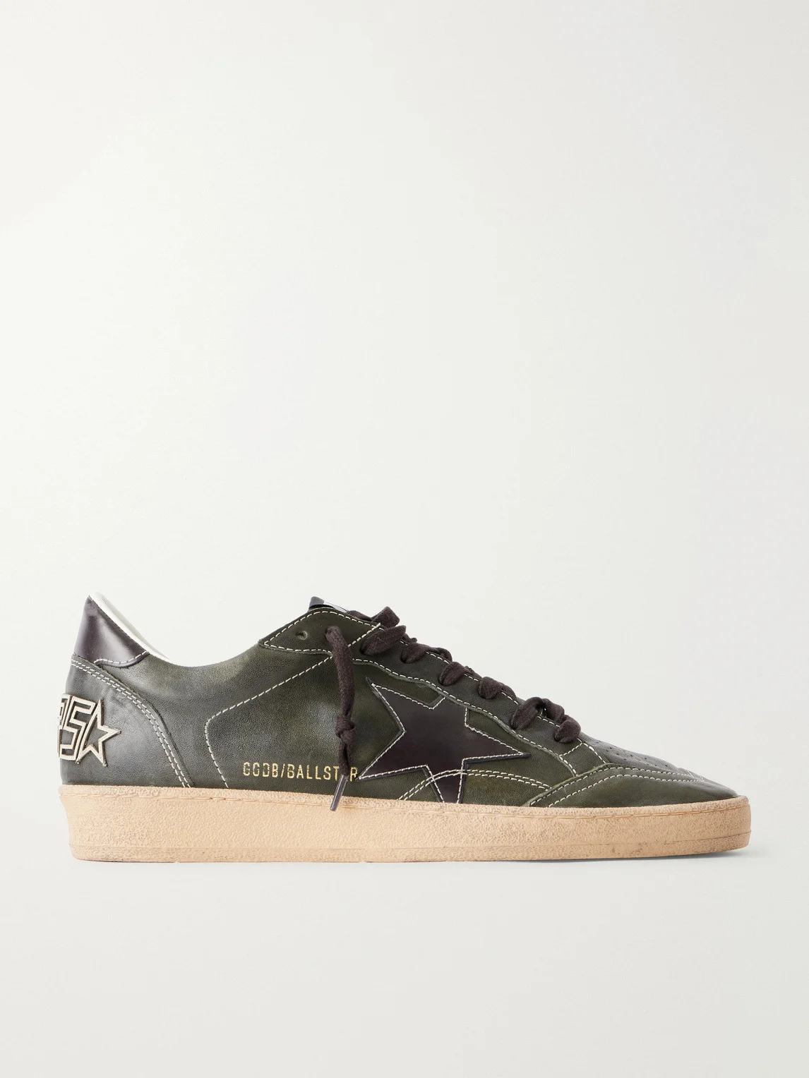 Ball Star Distressed Leather Sneakers - 1