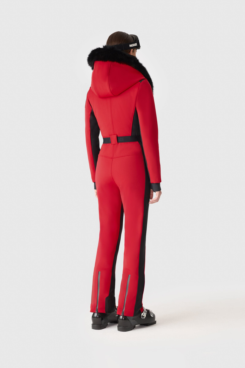 ELLE-ZR Bonded Fleece Ski Suit With Removable Fur-Trimmed Hood 5