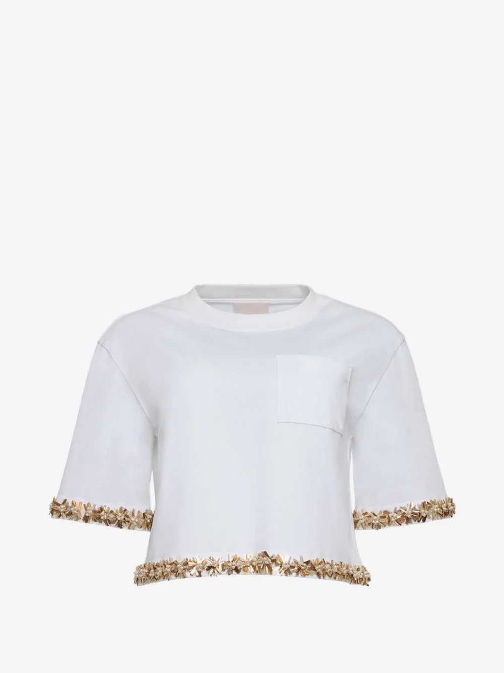 floral-embellished pocket T-shirt - 1