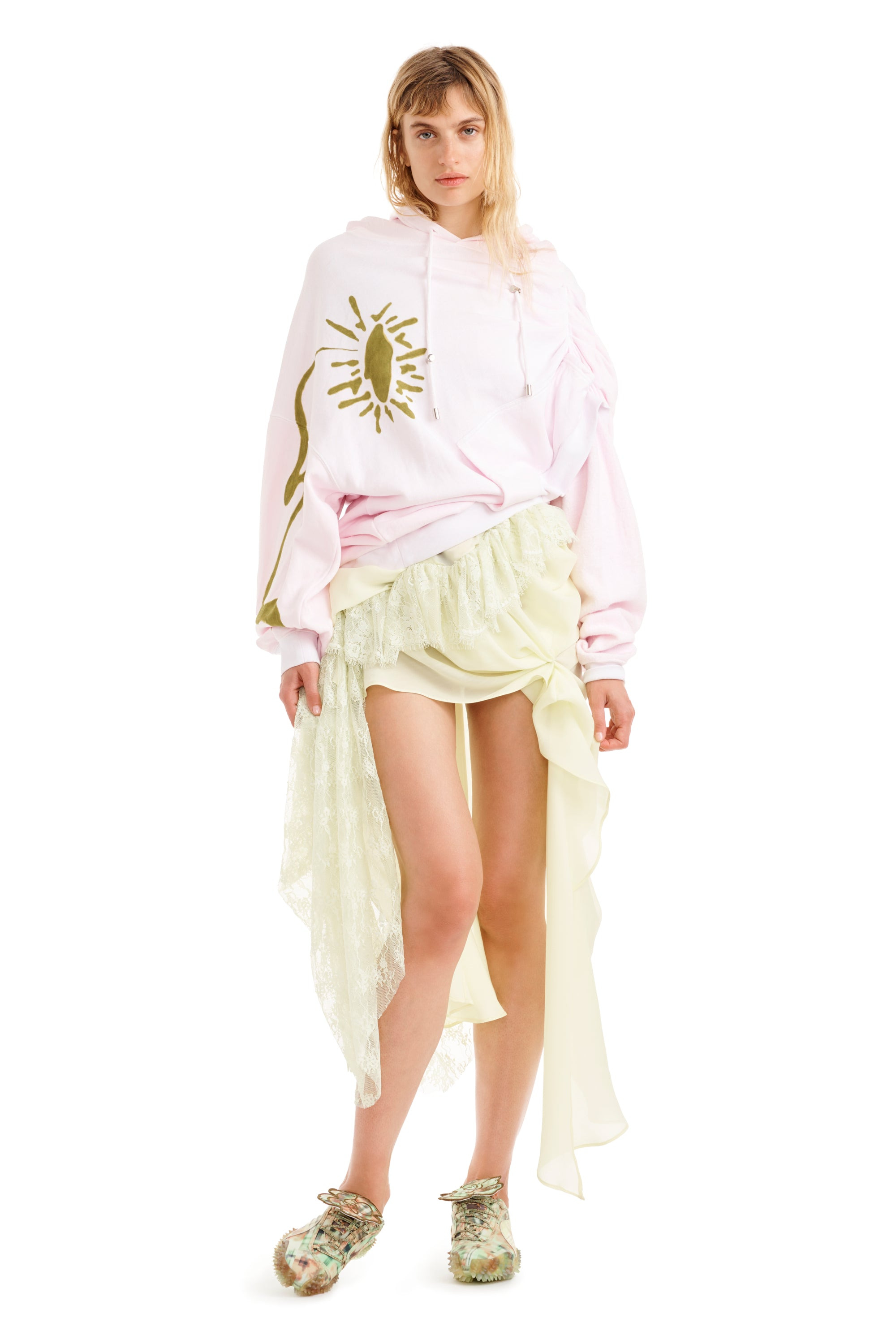 PINK DAISY EVA DRAPED HOODIE - 8