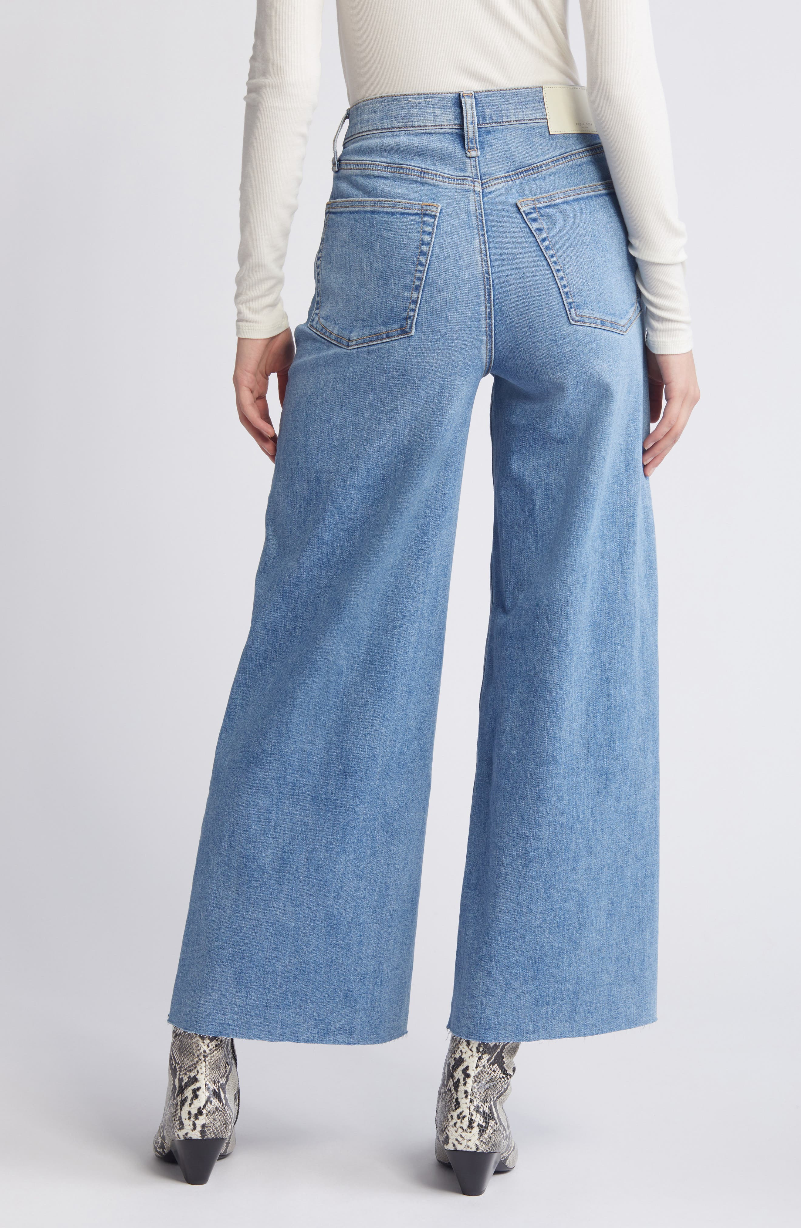 Flexi Sofie Raw Hem High Waist Wide Leg Jeans - 2