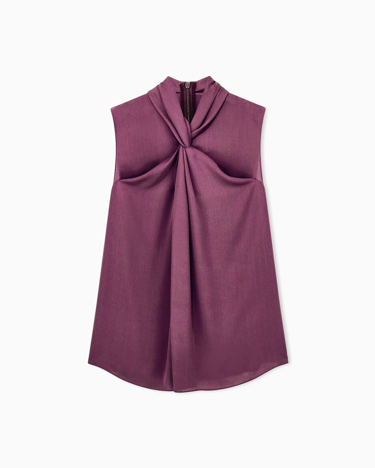 SHIRT SLEEVELESS SILK GEORGETTE WITH DRAPED NECKLINE - 1
