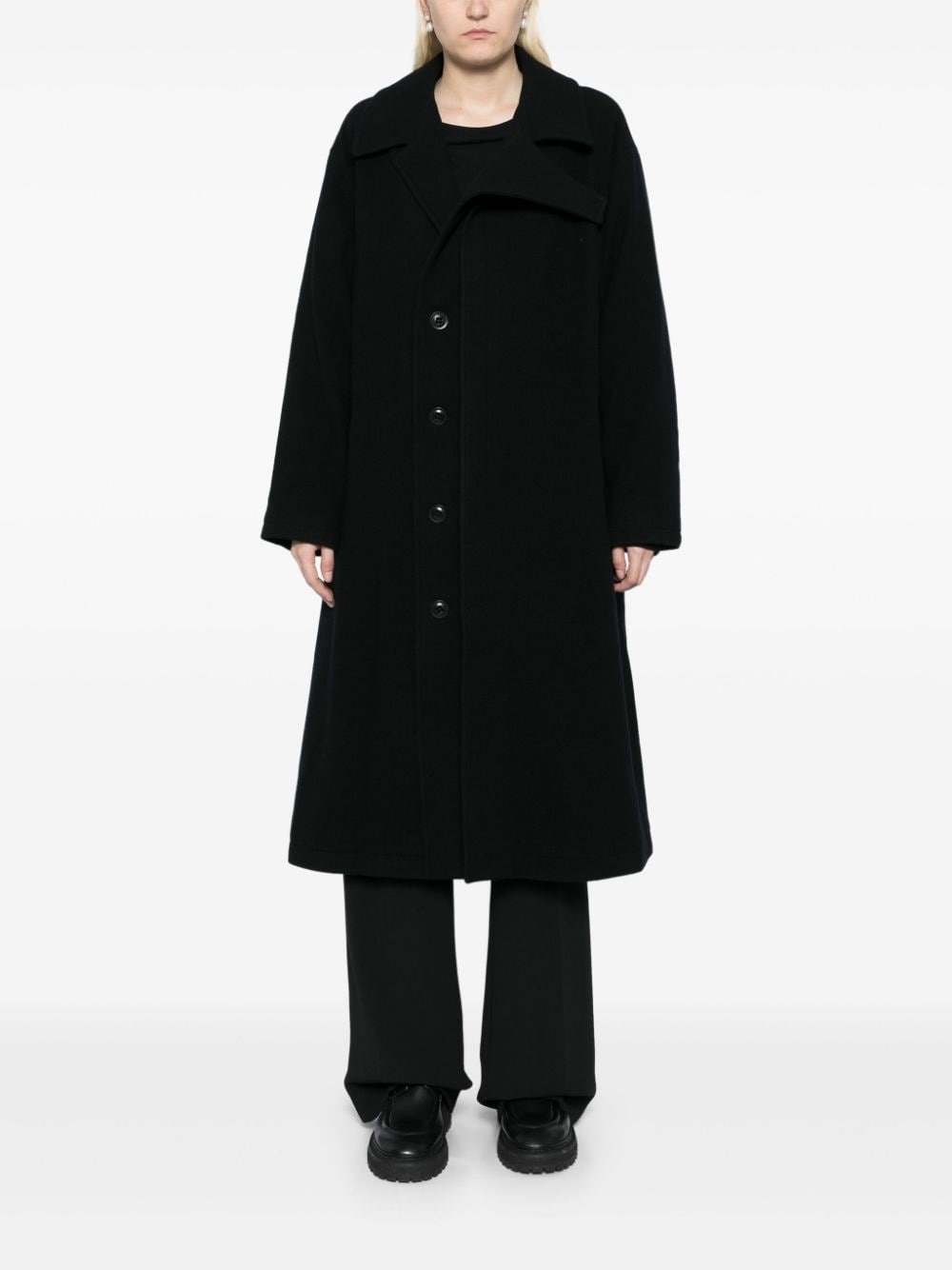 wool single-breasted coat - 2