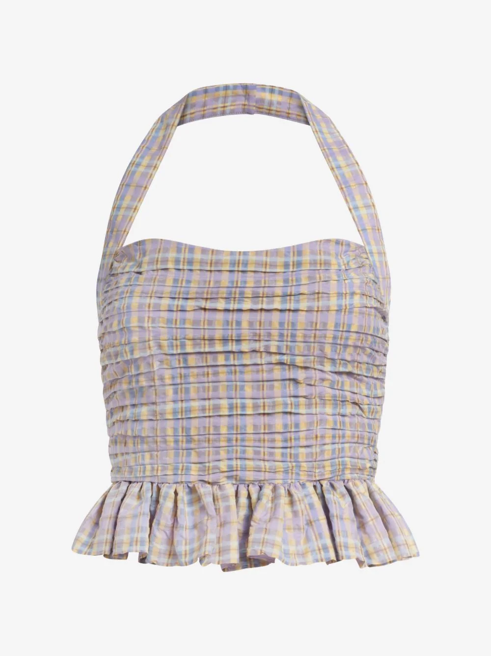 Kit ruched ruffled-hem halter top - 1