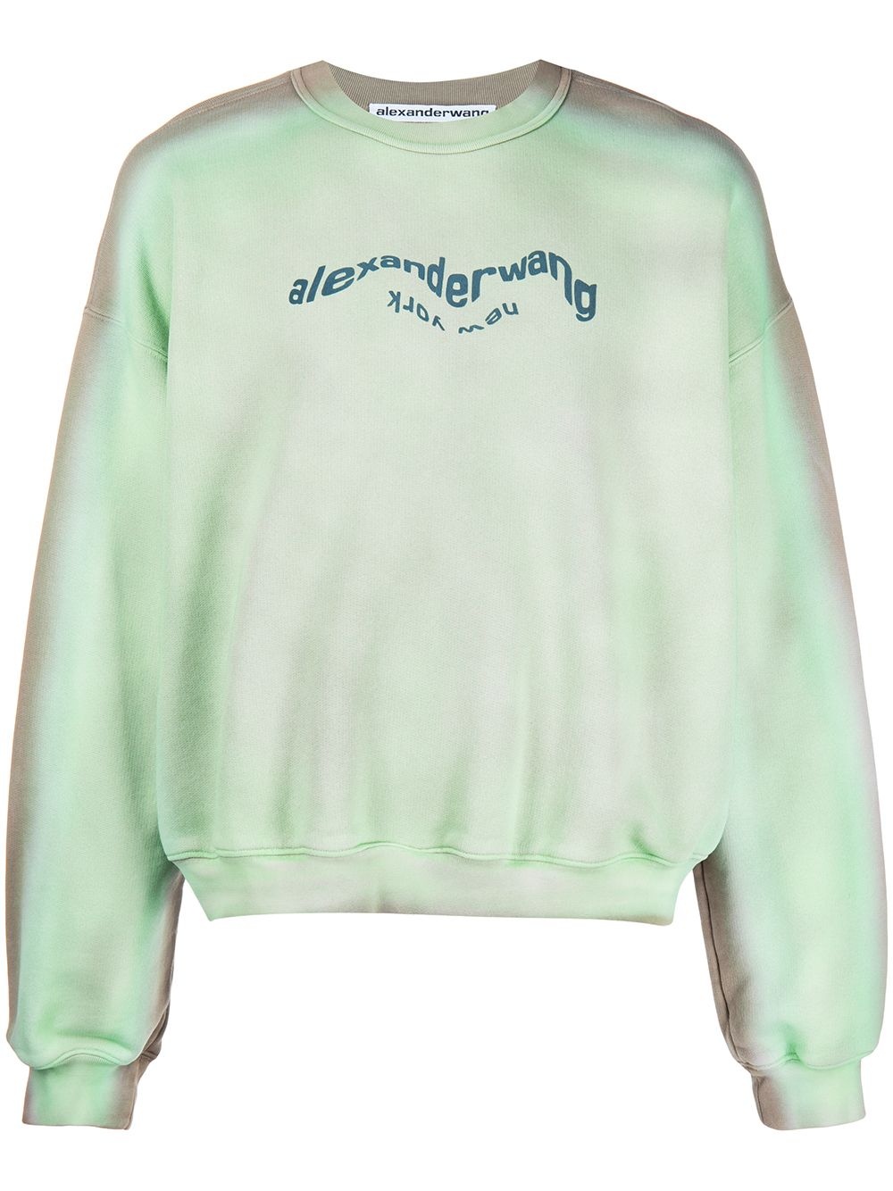 acid wash logo-print sweatshirt - 1