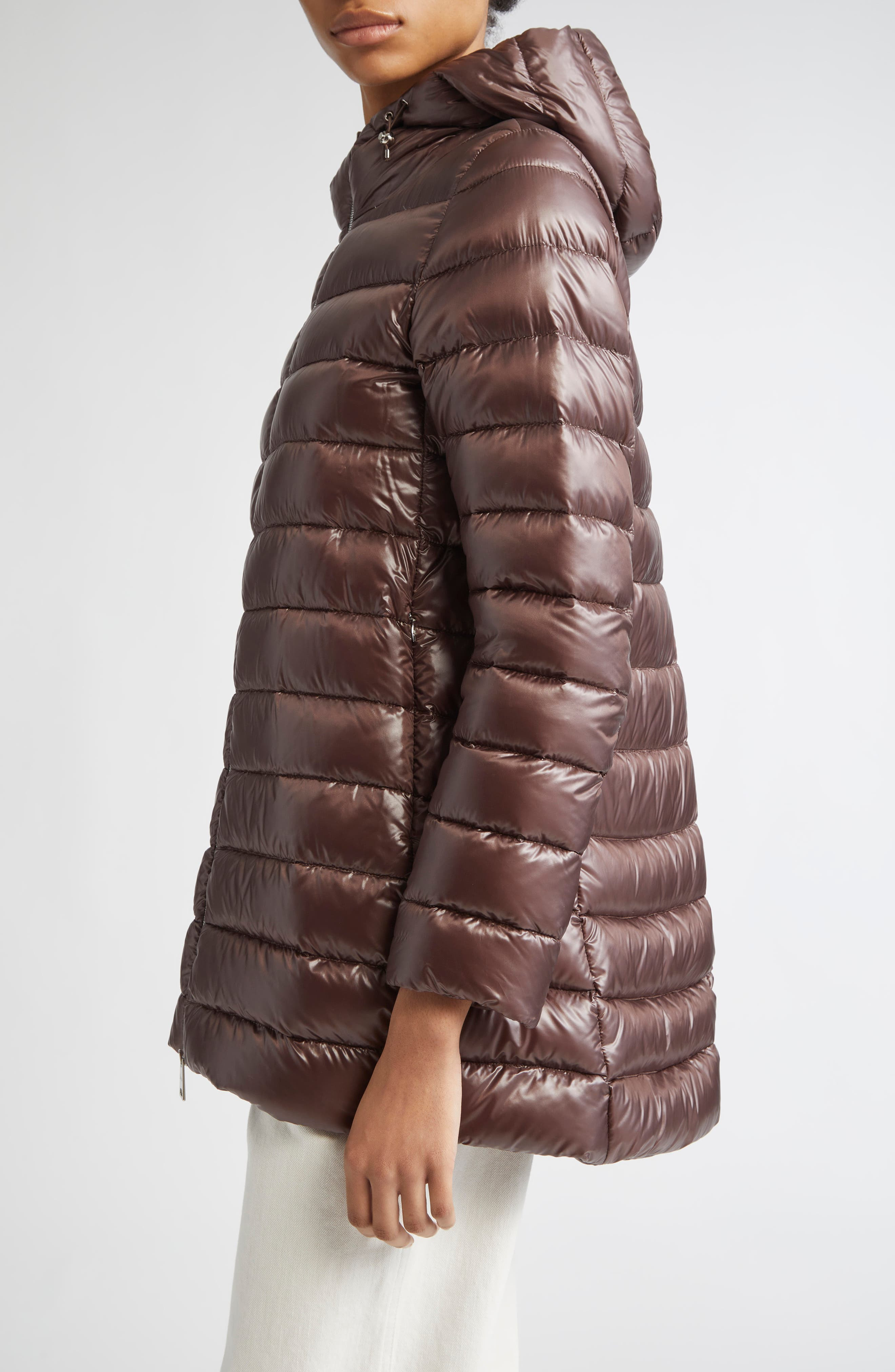 Herno Shiny Nylon Hooded Down Puffer Jacket in Chocolate at Nordstrom - 3
