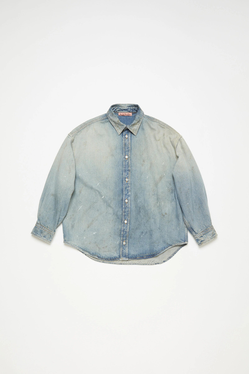Denim button-up shirt - Light blue - 1