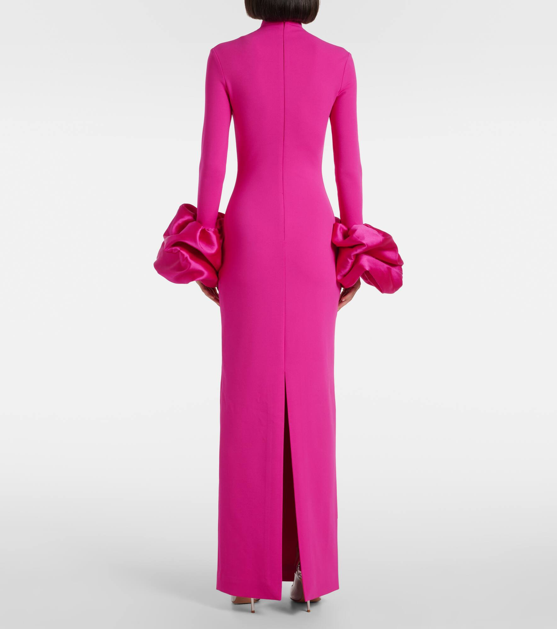 Viviana satin-trimmed crêpe gown - 3