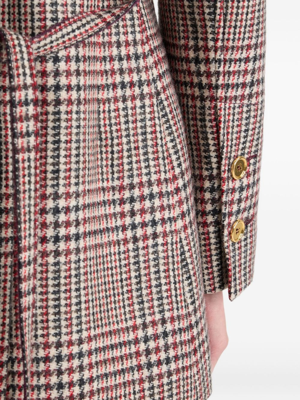 checked belted blazer - 4