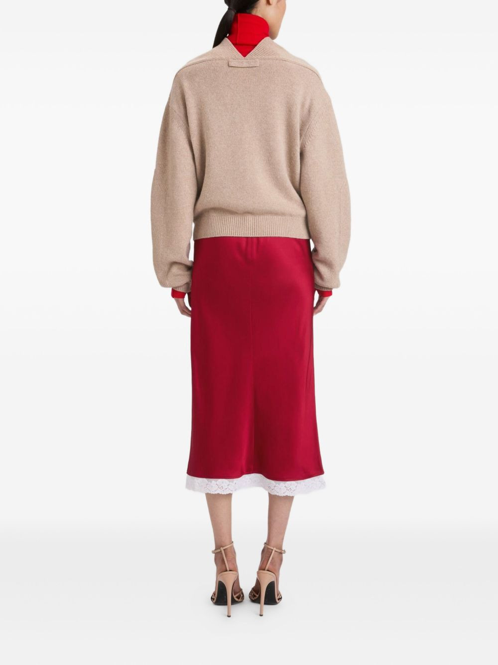 Lace Trim Slip midi skirt - 4