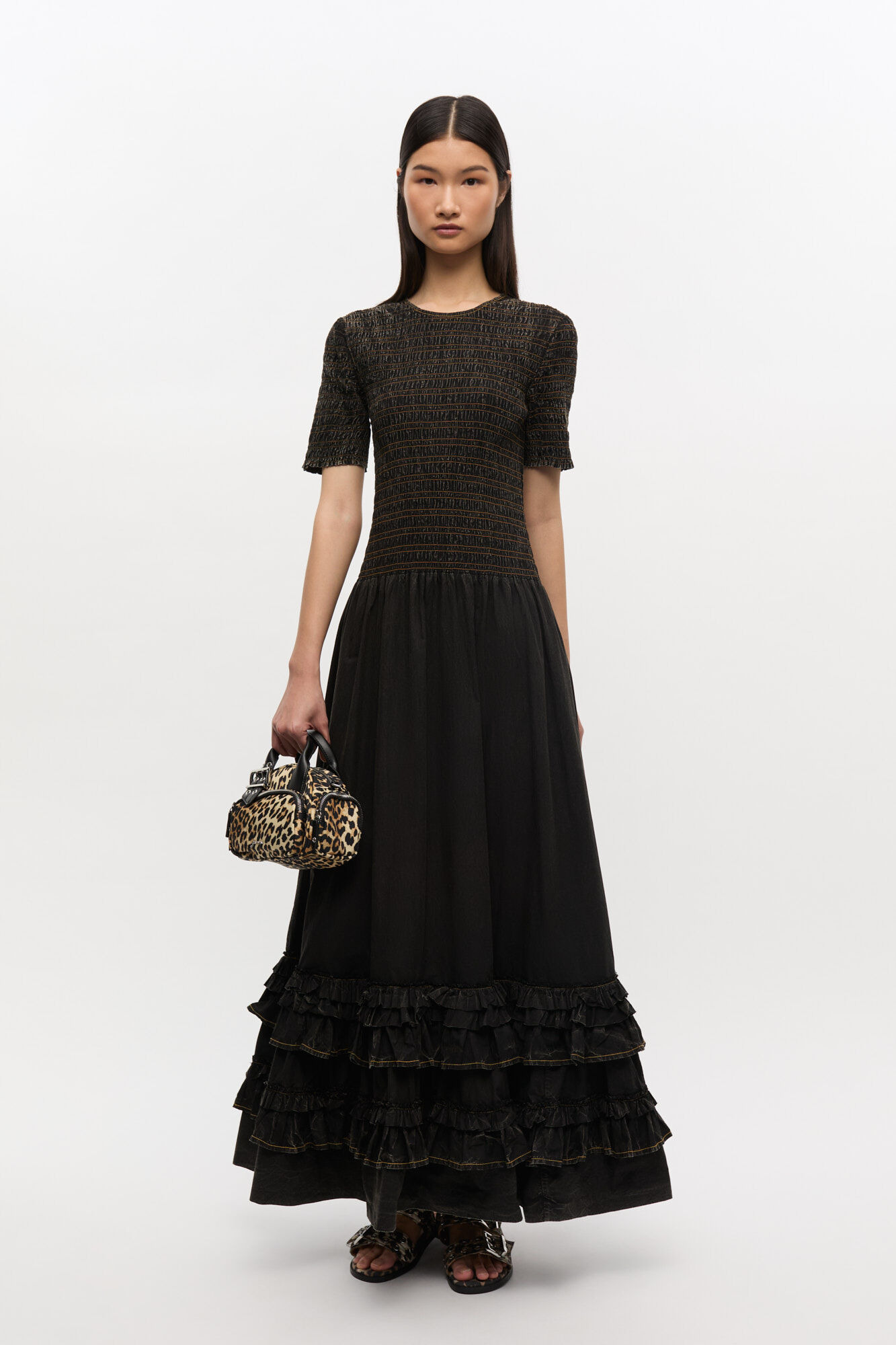 BLACK WASHED SMOCK DRESS - 2