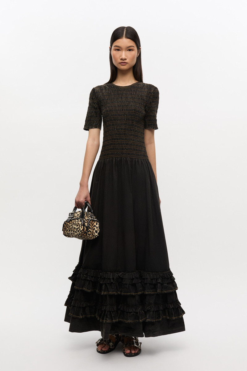 GANNI BLACK WASHED SMOCK DRESS outlook