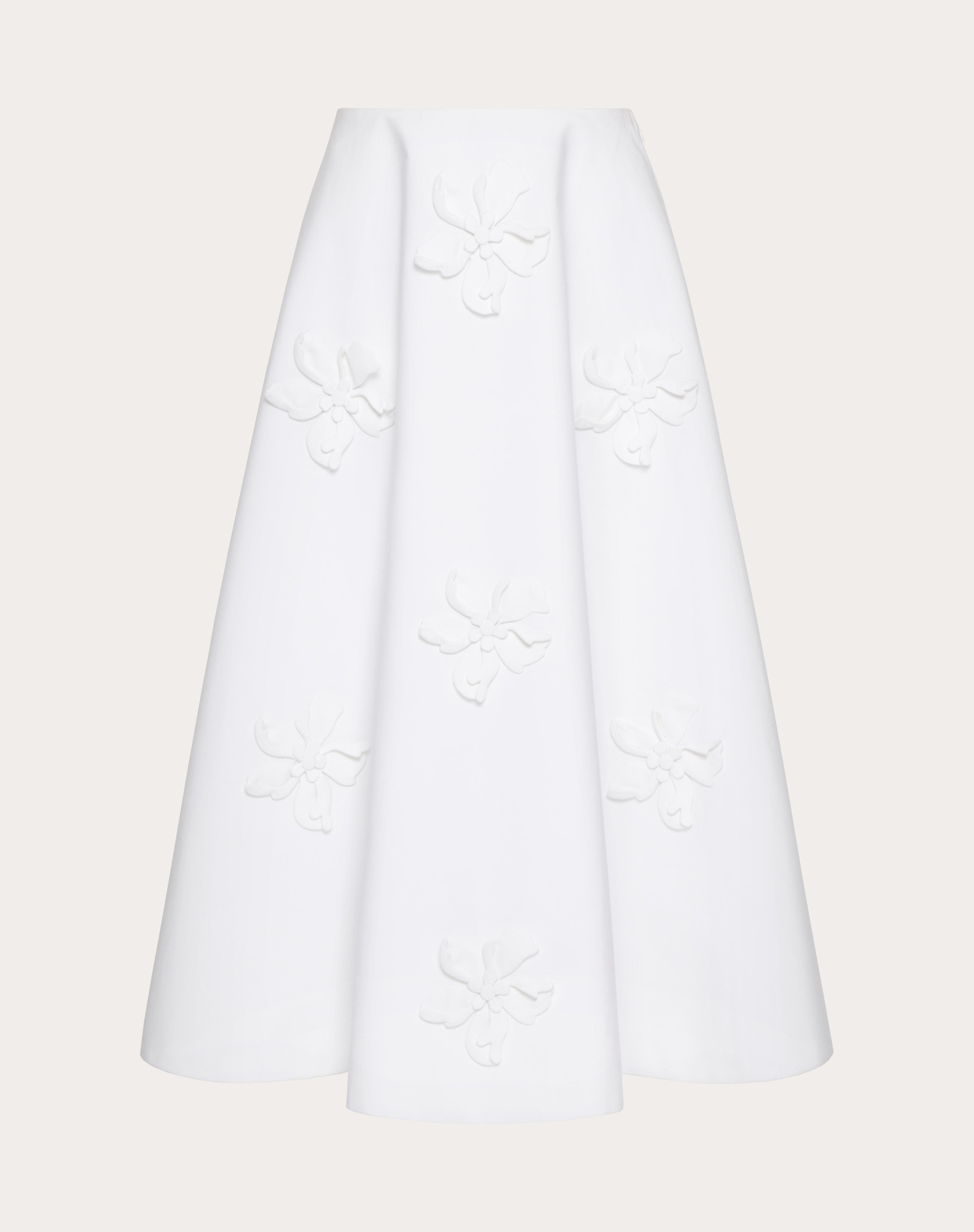 EMBROIDERED COMPACT POPELINE MIDI SKIRT - 1