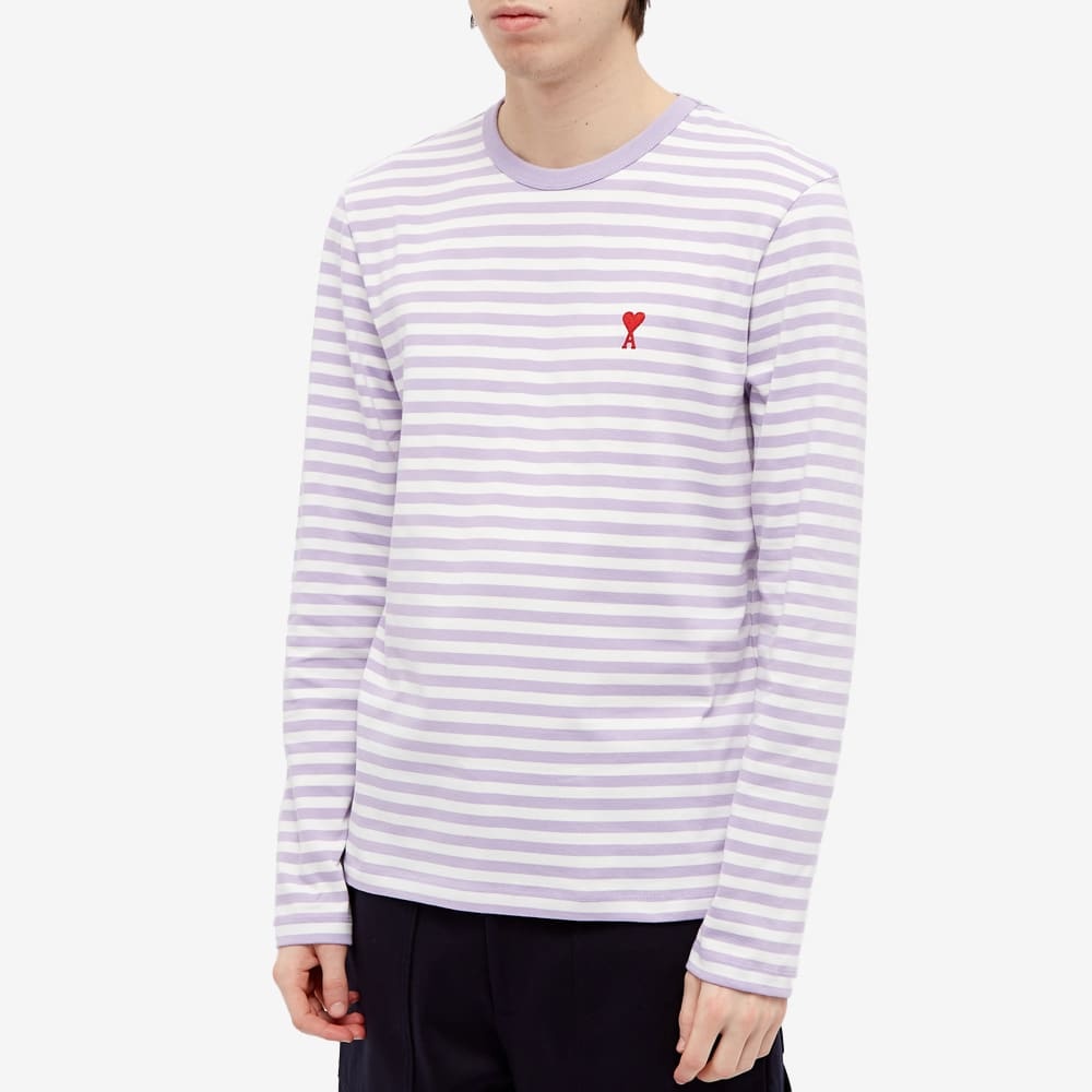 AMI Long Sleeve Heart Patch Stripe Tee - 3