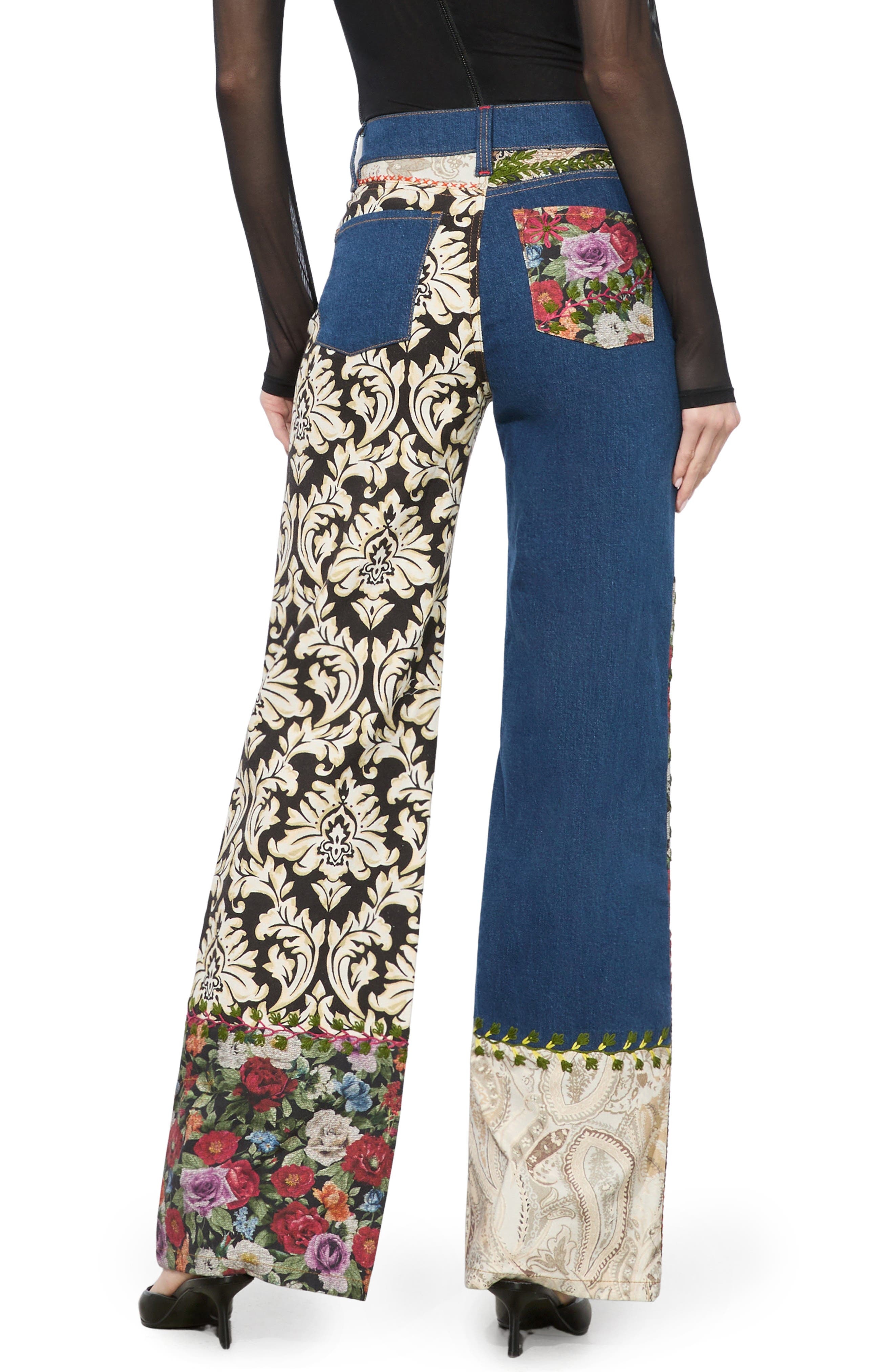 Alice + Olivia Weezy Patchwork Jeans in Lola Blue/Multi at Nordstrom - 2