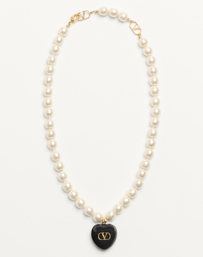 COEUR ROYAL NECKLACE IN METAL, ENAMEL AND BEADS - 1